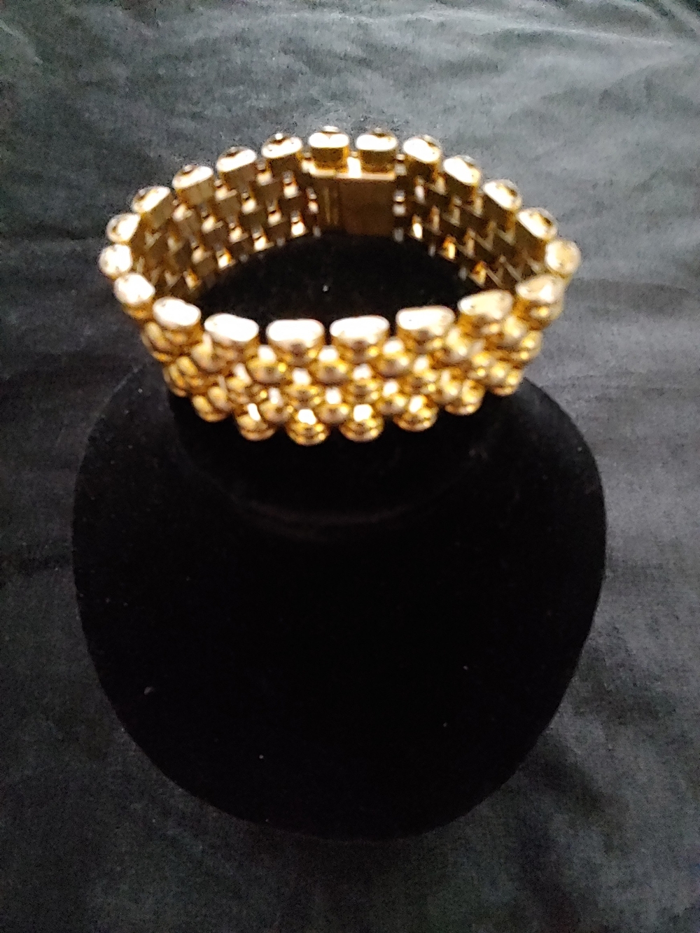 Vtg. Swiss Made Wide Panther Link  Bracelet 1940's